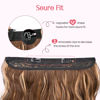 Picture of HOOJIH Wire Hair Extensions with 2 Removable Clips 20 Inch Wavy Curly Hair Invisiable Transparent Wire Extensions Hairpieces for Women - Medium Golden Brown with Medium Natural Blonde