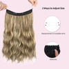 Picture of HOOJIH Wire Hair Extensions 3 Ways Adjustable Headband Size Curly Wavy Invisible Wire Hairpiece 20 Inch 140 Gram Invisible Secret Extensions for Women - Light Brown with Ash Blonde