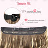 Picture of HOOJIH Wire Hair Extensions with 2 Removable Clips 16 Inch Wavy Curly Hair Invisiable Transparent Wire Extensions Hairpieces for Women - Deep Almond Brown with Wheat Germ Blonde highlights