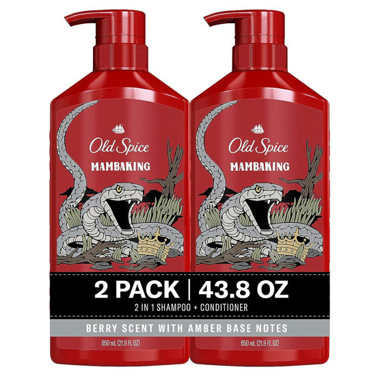 Picture of Old Spice Men's 2-in-1 Shampoo and Conditioner, MambaKing, Twin Pack, 43.8 Fl Oz