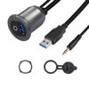 Picture of SinLoon USB 3.0 & 3.5mm Car Mount Flush Cable 3.3FT USB 3.0 Flush Mount Cable AUX Extension Dash Panel Waterproof Mount Cable for Car, Boat, Motorcycle