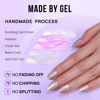 Picture of Almond Press On Nails - BTArtbox Silver Glitter Short Press On Nails, Cat Eye Glue On Nails with Nail Glue, Reusable Stick On Nails in 15 Sizes - 30 Soft Gel Fake Nails Kit, Caramel