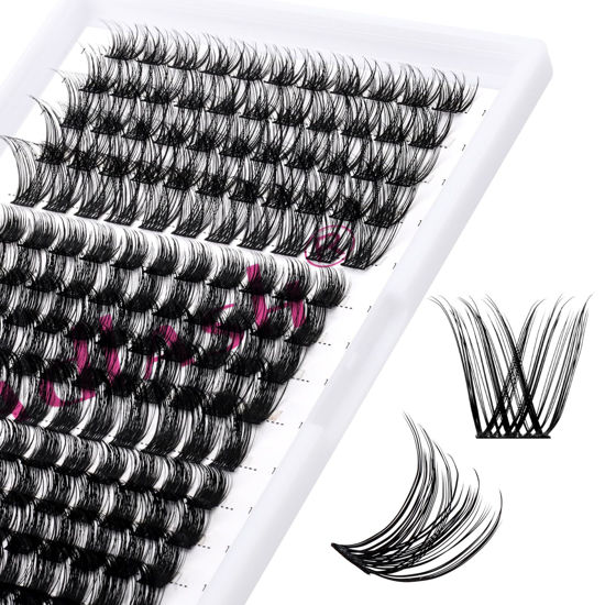 Picture of Cluster Lashes FADLASH 165pcs Lash Clusters Extensions Mix Tray 3 Styles DIY Eyelash Extension Individual Lashes D Curl Lash Clusters Super Thin Band Soft Lash Extension Clusters (K1+K3+K4-0.07-D, 10-18mm)