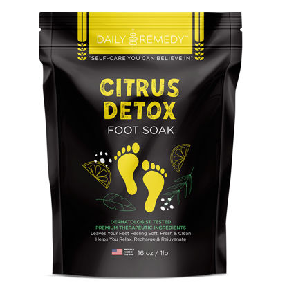 Picture of Citrus Detox Foot Soak with Epsom Salt - for Foot Callus, Immune Boost, Damaged Toenail, Athletes Foot, Pedicure and Soothes Tired Aching Feet - Made in USA