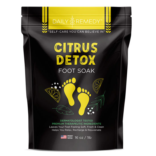 Picture of Citrus Detox Foot Soak with Epsom Salt - for Foot Callus, Immune Boost, Damaged Toenail, Athletes Foot, Pedicure and Soothes Tired Aching Feet - Made in USA