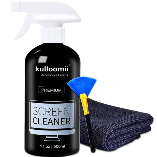 Picture of Screen Cleaner Spray, 17oz Screen Cleaning Kit for iPhone, Ipad, TV, Monitor, Laptop, Computer, MacBook, Kulloomii 500ml Large Bottle Electronic Cleaner with Microfiber Cloth and Brush