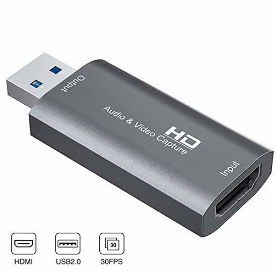 HDMI Video Capture Card, 4K HDMI to USB Capture Card Full HD 1080P 30fps,  Record via DSLR, Camcorder, Action Cam for Live Streaming, Compatible with