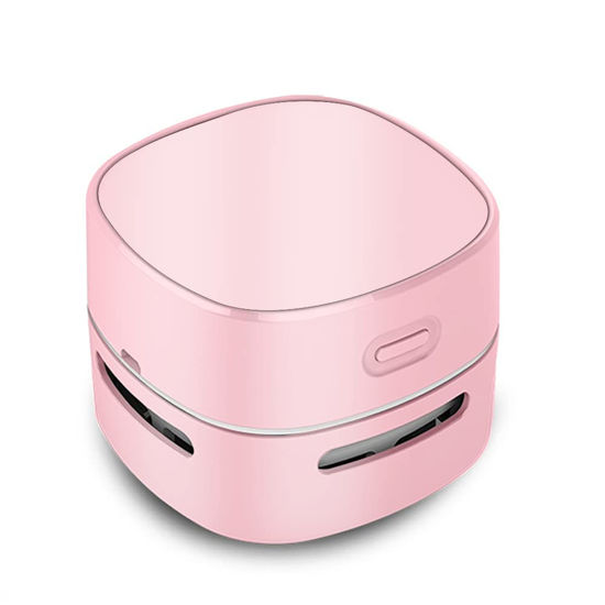 Picture of ODISTAR Desktop Vacuum Cleaner, Mini Table dust Sweeper Energy Saving,High Endurance up to 400 mins,360º Rotatable Design for Keyboard/Home/School/Office (Pink Charging)