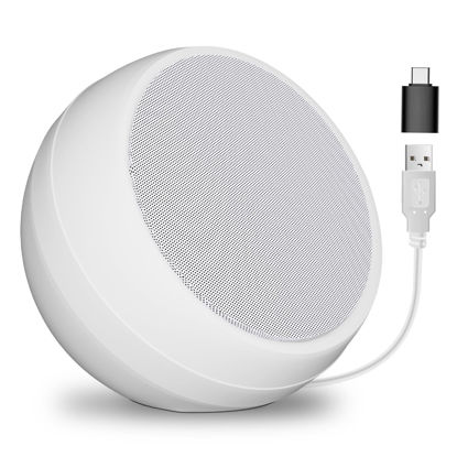 Picture of VOTNTUT USB Computer Speakers for Desktop Monitor,Computer Speakers USB Plug in with Loud Sound, Volume Control and Mute Button for Windows,Linux,Mac Air/Pro(USB-C to USB Adapter Included) (White)