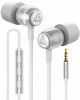 Picture of LUDOS Clamor Wired Earbuds in-Ear Headphones, 5 Years Warranty, Earphones with Microphone, Noise Isolating Ear Buds, Memory Foam for iPhone, Samsung, School Students, Kids, Women, Small Ears - White