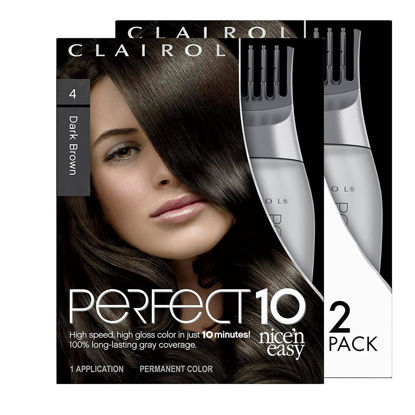 Picture of Clairol Nice'n Easy Perfect 10 Permanent Hair Dye, 4 Dark Brown Hair Color, Pack of 2