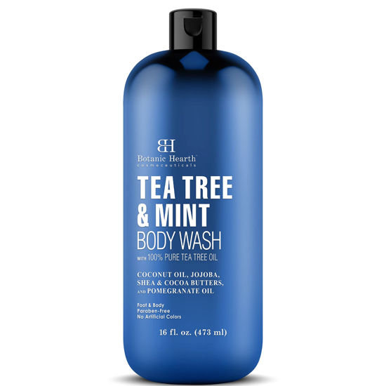 Picture of Botanic Hearth Tea Tree Oil Body Wash with Mint - Paraben Free, Helps Fight Body Odor, Athlete's Foot, Jock Itch, Skin Irritations - Shower Gel Soap - Women & Men - (Packaging May Vary) 16 fl oz