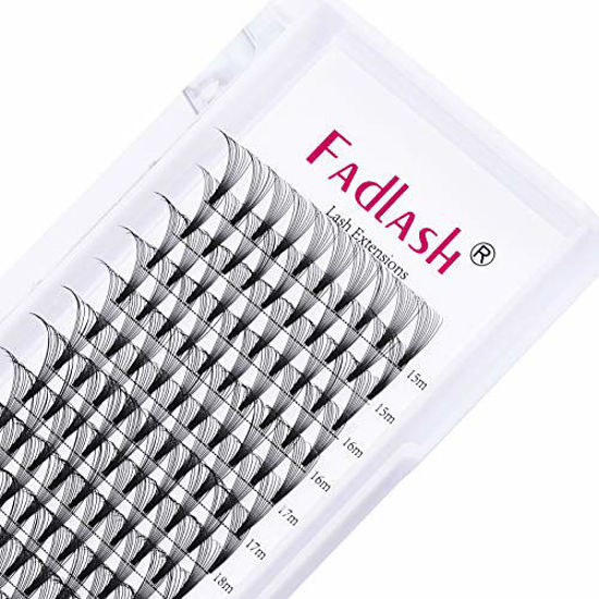 Picture of Premade Fans Eyelash Extensions 10D C Curl 15mm Handmade Premade Lash Fans Volume Lash Extensions Russian Cluster Eyelashes (10D-0.10-C, 15mm)