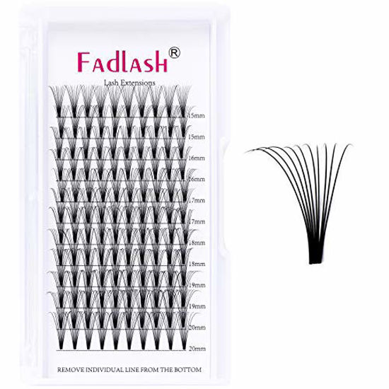 Picture of Volume Eyelash Extensions 10D C Curl 18mm Premade Lash Fans 0.10 Handmade Short Stem Premade Fans Volume Lash Extensions (10D-0.10-C, 18mm)