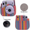 Picture of Frankmate Canvas Camera Case Compatible with Fujifilm Instax Mini 11 12 Instant Camera with Adjustable Strap and Pocket (Color Stripes)