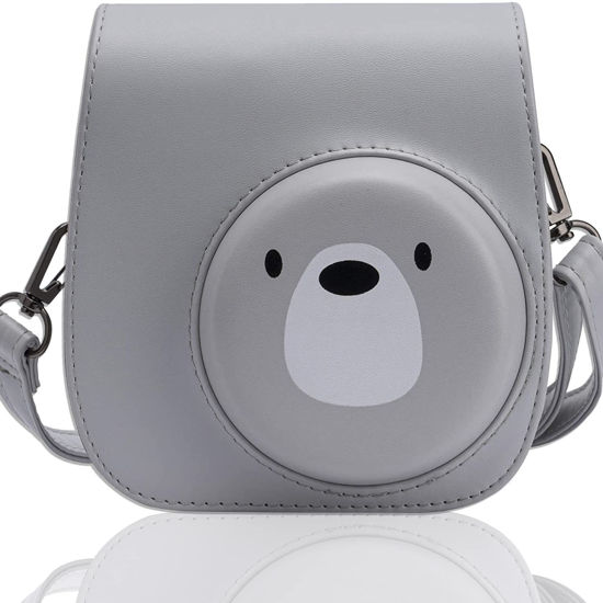 Picture of Frankmate Protective Case for Fujifilm Instax Mini 12 11 Instant Camera - Premium PU Leather Bag Cover with Removable Adjustable Strap (Cute Bear)