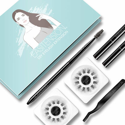 Picture of DIY Eyelash Extension EASITENSION Individual Bounded Glue Lash Clusters 3D Effect Volume Lashes Set, Home Eyelash Extension, C curl Lashes Pack 12mm,14mm (KIT-Volume)