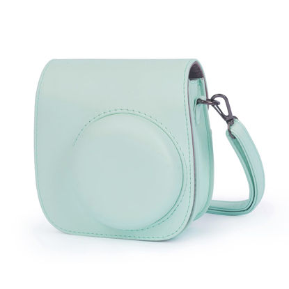 Picture of Phetium Instant mini 12 Camera Protective Case Compatible with Instax Mini 12 11,PU Leather Bag with Pocket and Adjustable Shoulder Strap (Mint Green)