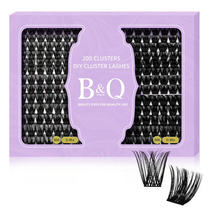 Picture of Lash Clusters 208 PCS Cluster Lashes Individual Lashes B05+B06 Eyelash Extensions 10-18mm DIY Lash Extensions D Curl Volume Wispy Soft Comfortable Band False Lashes (D-10-18MIX,B05+B06)