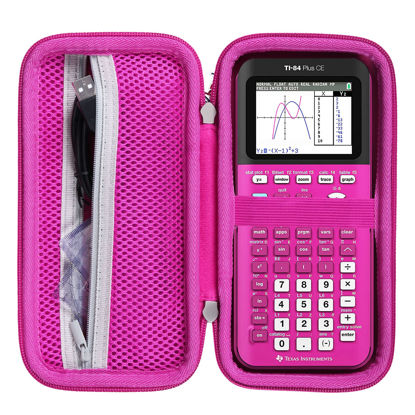 Picture of Khanka Hard Travel Case Replacement for Texas Instruments TI-83 Plus/TI-84 Plus/TI-84 Plus CE Color Graphing Calculator, Case Only (Positively Pink)