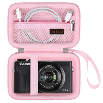 Picture of Canboc Carrying Case for Canon PowerShot G7 X Mark II/ G7 X Mark III / G5 X Mark II / G7X Digital Camera, Point and Shoot Vlogging Camera Bag, Zipper Mesh Pocket fits USB Cable, Pink