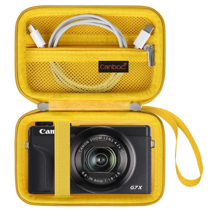 Picture of Canboc Carrying Case for Canon PowerShot G7 X Mark II/ G7 X Mark III / G5 X Mark II / G7X Digital Camera, Point and Shoot Vlogging Camera Bag, Zipper Mesh Pocket fits USB Cable, Batteries, Yellow