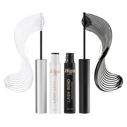 Picture of Lash Bond and Seal, Cluster Lash Glue Mascara Wand for All Day Wear Eyelash Bond and Seal for Individual Lash Clusters Super Strong Hold 72 Hours Long Lasting Black Cluster Glue + Sealant (Pack of 2)…