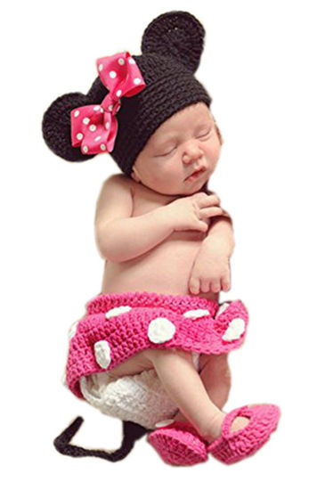 Picture of Pinbo Baby Girls Photography Prop Cute Knitted Crochet Hat Dress Diaper Shoes