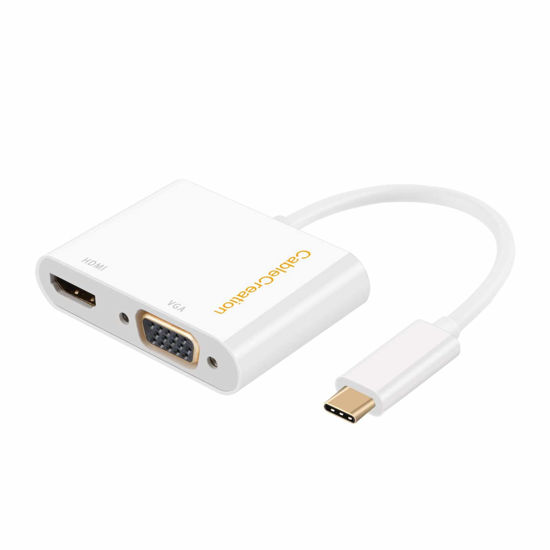 Picture of CableCreation USB C to HDMI VGA Adapter, Type C to HDMI 4K VGA 1080P Converter, Compatible with Galaxy S22 Ultra, MacBook Pro, iPad Pro 2020, Chromebook Pixel, XPS 13, Yoga 910, Surface Go