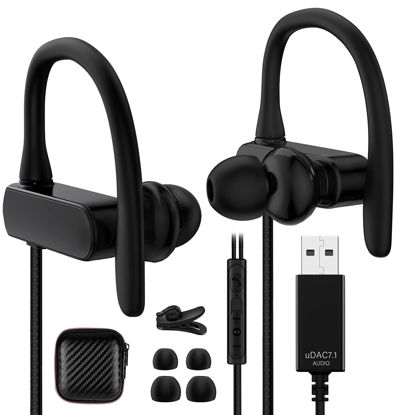 Picture of Computer Headphone, TITACUTE USB Earphones 2.5M 8.2FT Wired Earbuds with Microphone Mute Volume Control Noise Canceling Over Ear Hook PC Headset for MacBook Pro Chromebook Notebook Laptop Desktop Zoom