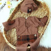 Picture of Fashion Newborn Boys Girls Baby Photo Shoot Props Outfits Crochet Clothes Long Tail Hat Pants Photography Props (Brown B)