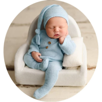 Picture of Besutana Newborn Photography Props Baby Boys Girls Outfits Long Tail Hat and Costume Romper Photoshoot Costume Set