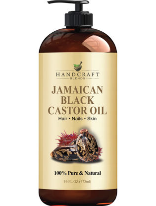 Picture of Handcraft Jamaican Black Castor Oil for Hair Growth, Eyelashes and Eyebrows - 100% Pure and Natural Carrier Body Oil - Use As Aromatherapy Carrier Oil, Moisturizing Massage Oil - 16 fl. Oz