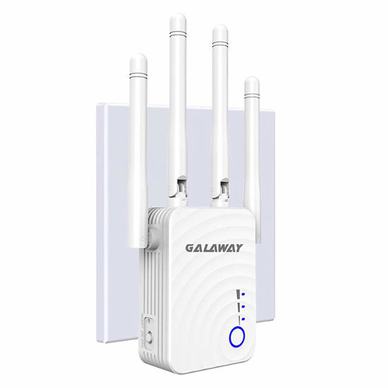 Picture of WiFi Extender, Upgraded WiFi Signal Repeaters, Wireless 2.4GHz 5GHz 1200Mbps WiFi Range Extender Network Booster, Signal Amplifier with High Gain Antenna / 2 Ethernet Ports