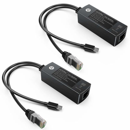 Picture of AuviPal 802.3af/at Compliant PoE Splitter (2 Pack), PoE to Micro USB 5V Power and 100Mbps Ethernet Adapter for Raspberry Pi, Fire TV Ethernet Adapter, Chromecast, Wyze Cam v2, Arlo 2 Pro, NanoPi