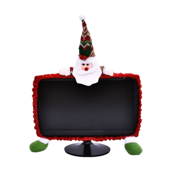 Picture of Christmas Decorations Computer Monitor Dustproof Cover, Xmas Decorations Santa Computer Monitor Cover Screen Protector for Xmas Home Office Decor and New Year Gift