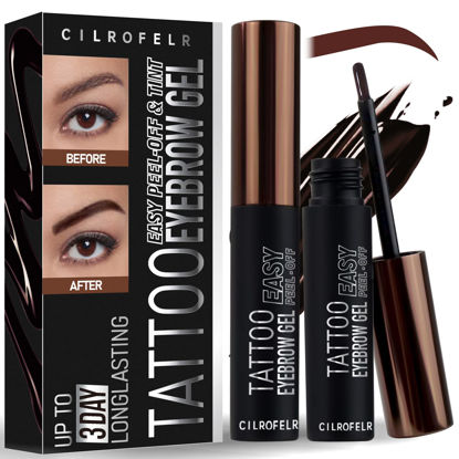 Picture of Cilrofelr Tattoo Peel Off Eyebrow Gel Tint, Semi Permanent Tattoo Brow Peel Off Tint Gel, Last Up to 3 Days, Waterproof, Transfer-proof, For Fuller & Defined Looking Brows, Warm Brown (2 Pack)