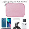 Picture of CNPOP Electronics Organizer,Travel Cable Organizer Bag,Water Resistant Double Layers Pouch for Cable,Cord,iPhone,iPad Mini,Gift for Women Electronic Accessories Storage Case with 5 Cable Ties,Pink