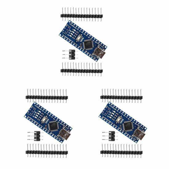 Picture of HiLetgo 3pcs Nano V3.0 ATmega328P CH340G 5V 16M Mini USB Micro Controller Board Development Board with PIN Headers Pin Unsoldered