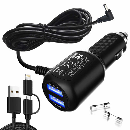 Picture of Radar Detector Power Cord,for Uniden Escort Valentine Beltronics Passport Cobra Whistler etc Radar Detector,with Dual USB Port Charger(6.5ft) (DC3.5)