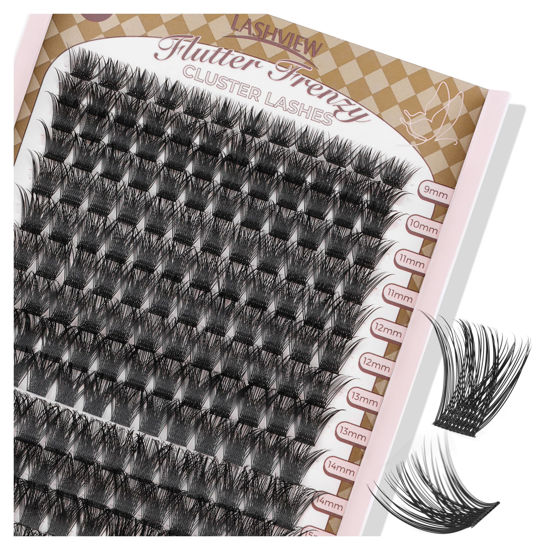 Picture of LASHVIEW Lash-Extension-Clusters 168pcs D Curl Lash Clusters Natural Look Cluster Lashes Extensions Super Thin Band & Soft Lashes Reusable 9-16mm MIX (56D)