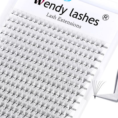 Picture of Premade Lash Extensions Fans Volume Lash Extensions 320 PCS Short Stem 5D/6D/8D/10D Eye Lashes Extensions Thickness 0.07mm D Curl Soft Light Weight Premade Volume Eyelashes Extensions Mixed Tray.（6D-0.07-D, 9-16mm Mixed Tray)