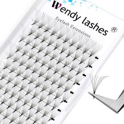 Picture of Lash Extensions Premade Volume Eyelash Extensions C/D Curl Premade Fans 7D Short Stem Volume Lashes. 0.07 Thickness 13mm Length Supplies by WENDY LASHES (7D-0.07-D, 13mm)