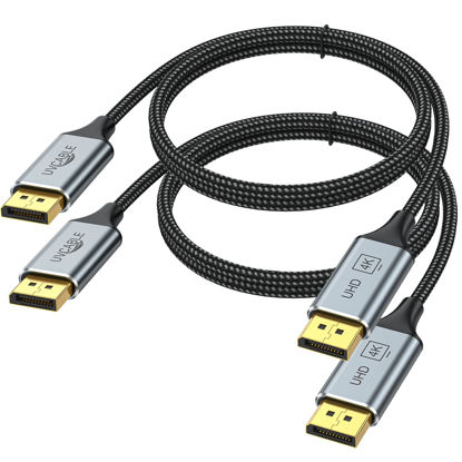 Picture of DisplayPort Cable 2-Pack, 6 Ft DP Cable Cord 2K@165Hz 144Hz, 4K@60Hz, Gold-Plated Braided High Speed Display Port Cable 144Hz, for Docking Station, Gaming Monitor, Graphics Card, TV, PC, Laptop