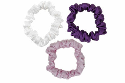 Picture of Celestial Silk Mulberry Silk Scrunchies for Hair (Small, Plum, Pink, White)