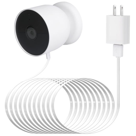 Picture of Power Cable Compatible with Google Nest Cam Outdoor or Indoor, Battery, 30Ft/9.1m Weatherproof Outdoor Cable Continuously Charging Your Nest Camera (White)