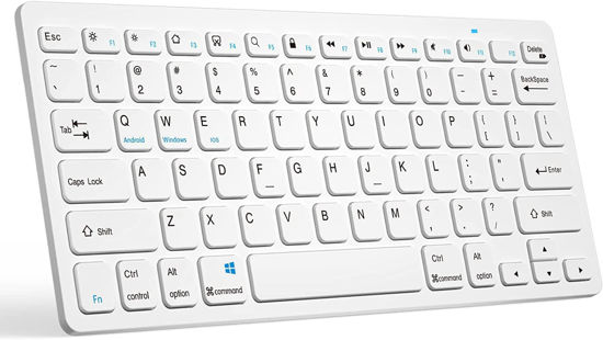 Picture of Wireless Bluetooth Keyboard for iPad 10.2(9th/8th/7th Gen)/ 9.7, iPad Air 5th/4th Generation, iPad Pro 11/12.9, iPad Mini, Samsung, Surface Pro, Xiaomi Pad, and More Bluetooth Enabled Devices-White