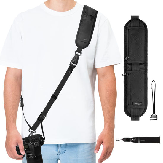 Picture of ARVOK Camera Strap with Camera Wrist Strap, Camera Straps for Photographers with Quick Release and Safety Tether, Adjustable Camera Shoulder Strap for Nikon Canon Sony Fuji DSLR Camera