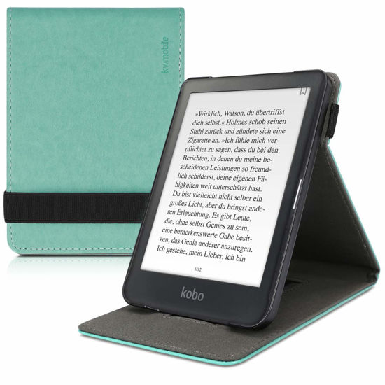 Picture of kwmobile Cover Compatible with Kobo Clara HD - Case with Strap + Stand - Mint