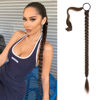 Picture of SEIKEA Upgraded Long Braid Ponytail Extension with Elastic Tie Straight Sleek Wrap Around Braid Hair Extensions Ponytail Chestnut Brown 34 Inch (After Braided 30 Inch)